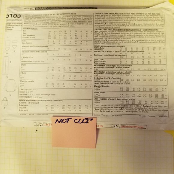 ✅5103 Simplicity Sewing Pattern 2 Pc Knit Swimsuits - Picture 4 of 5